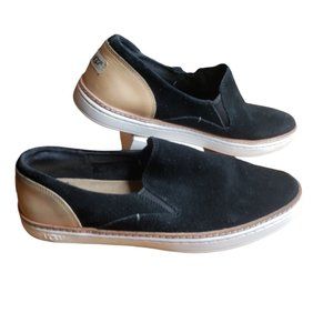 UGG Adley Black Perforated Suede Sporty Flat Sneakers 8.5